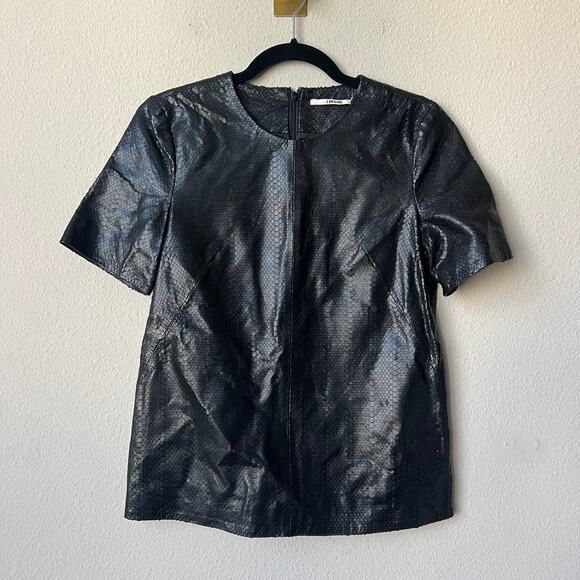 J Brand Black Snakeskin Embossed Genuine Lamb Leather Top Size XS - Picture 2 of 8